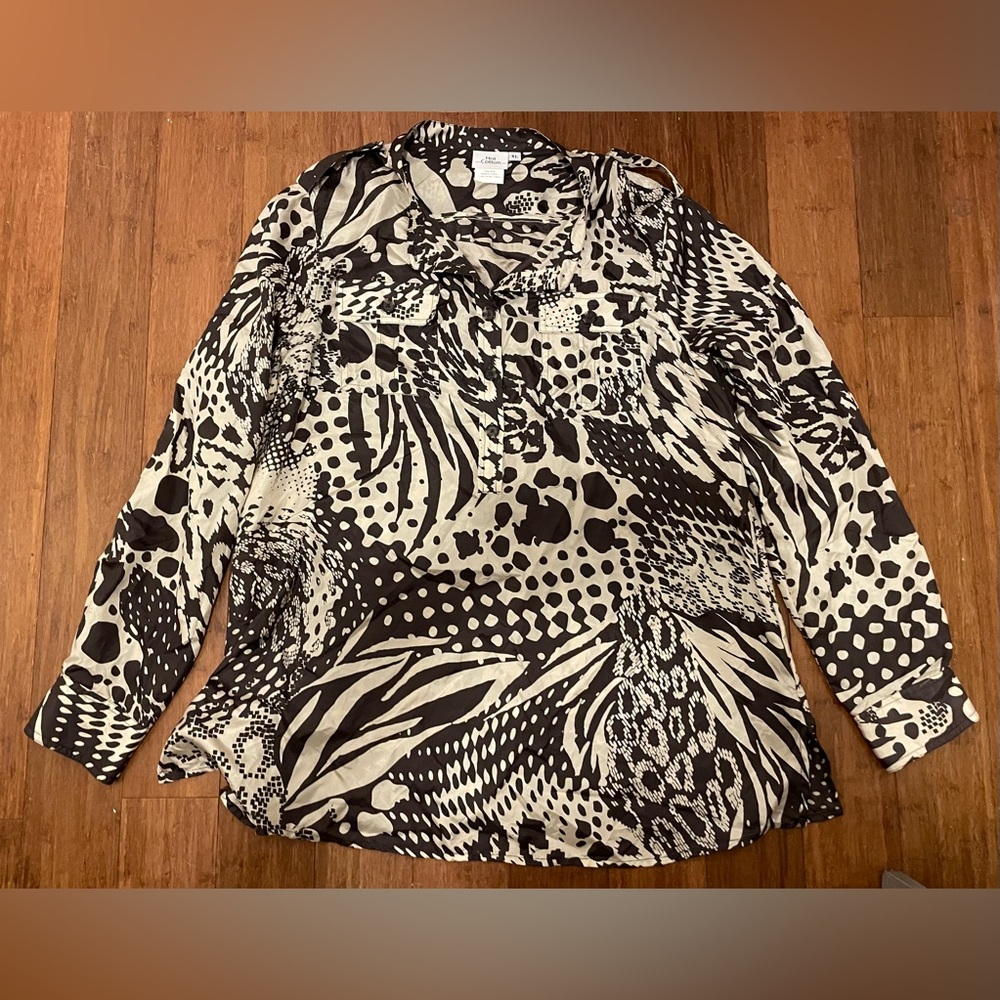 Hot Cotton Black and Cream Silk Top